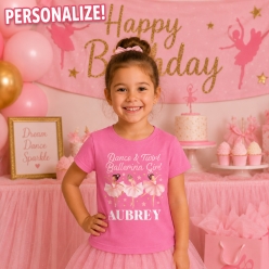 Ballerina Dance & Twirl Personalized Name Pink T-shirt